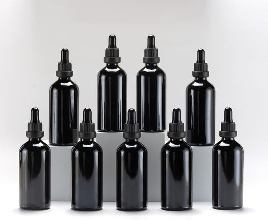 YIZHAO Black Glass Dropper Bottle 4oz, Tincture Bottles with Glass Dropper, for Essential Oils, Aromatherapy, Cosmetic, Laboratory, Pharmacy, Liquids, Travel –9 Pcs
