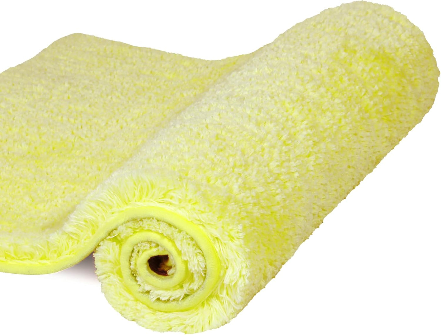 Walensee Bathroom Rug Non Slip Bath Mat (16 x 24, Yellow) Water Absorbent Soft Microfiber Shaggy Bathroom Mat Machine Washable Bath Rug Thick Plush Rugs for Shower