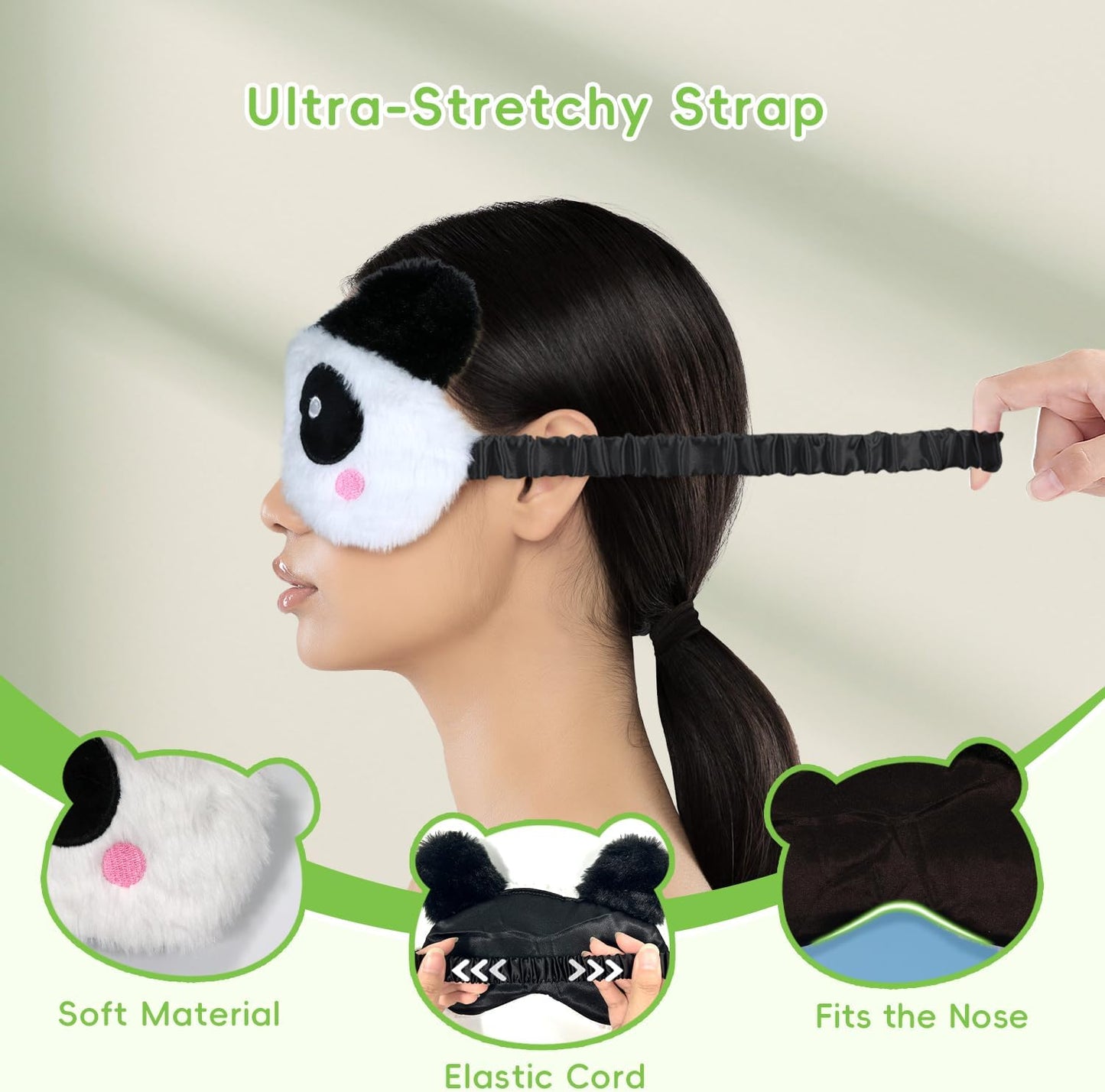 Cooling Eye Mask and Plush Sleep Mask for Girl Woman 2PCS, Cute Animal Sleeping Mask Soft Blindfold Cold Warm Eye Compress Gifting for Home Spa, Office, Morning Refreshment, Travel