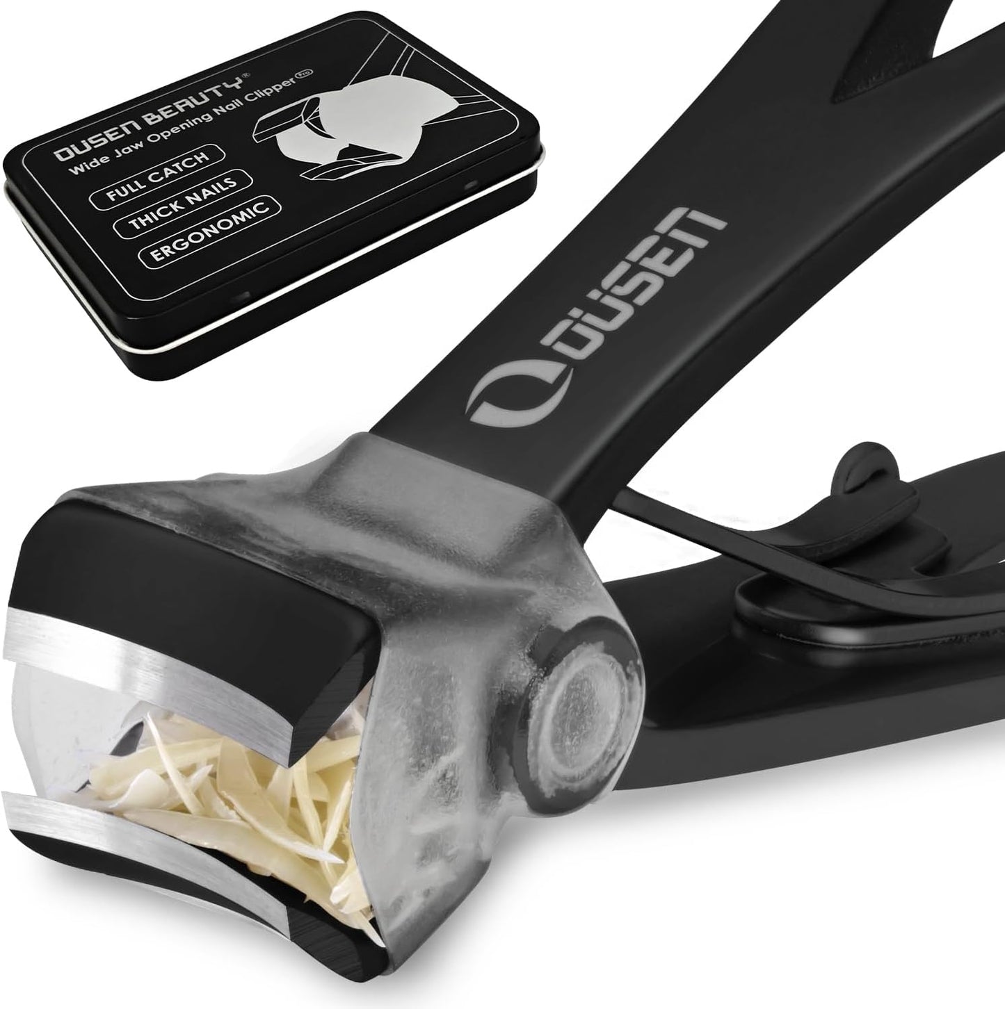 Nail Clippers with Full Catcher, Professional Anti Splash Nail Clipper for Men & Women, Wide Jaw Toenail Clippers for Seniors Thick Nails, Adult Toe Nail Clipper Fingernail Cutter Catch All Clippings