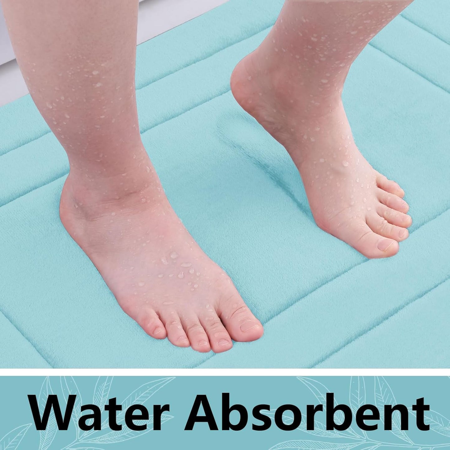 Arotive Memory Foam Bathroom Rug Mat 47x17, Ultra Soft and Absorbent Bath Mat, Machine Wash Dry, Comfortable Bath Rug Carpet for Bathroom Floor, Tub and Shower, Sky Blue