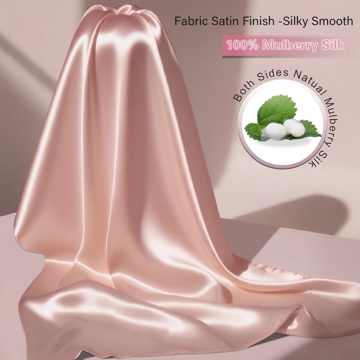 Mulberry Silk Body Pillow Pillowcase with Zipper, Ultra Smooth Soft Breathable Cooling Pillow Cases for Hot Sleepers, Silk Satin Body Pillow Cover for Hair and Skin (Pink, 20×54 Inches, 1 Pack)