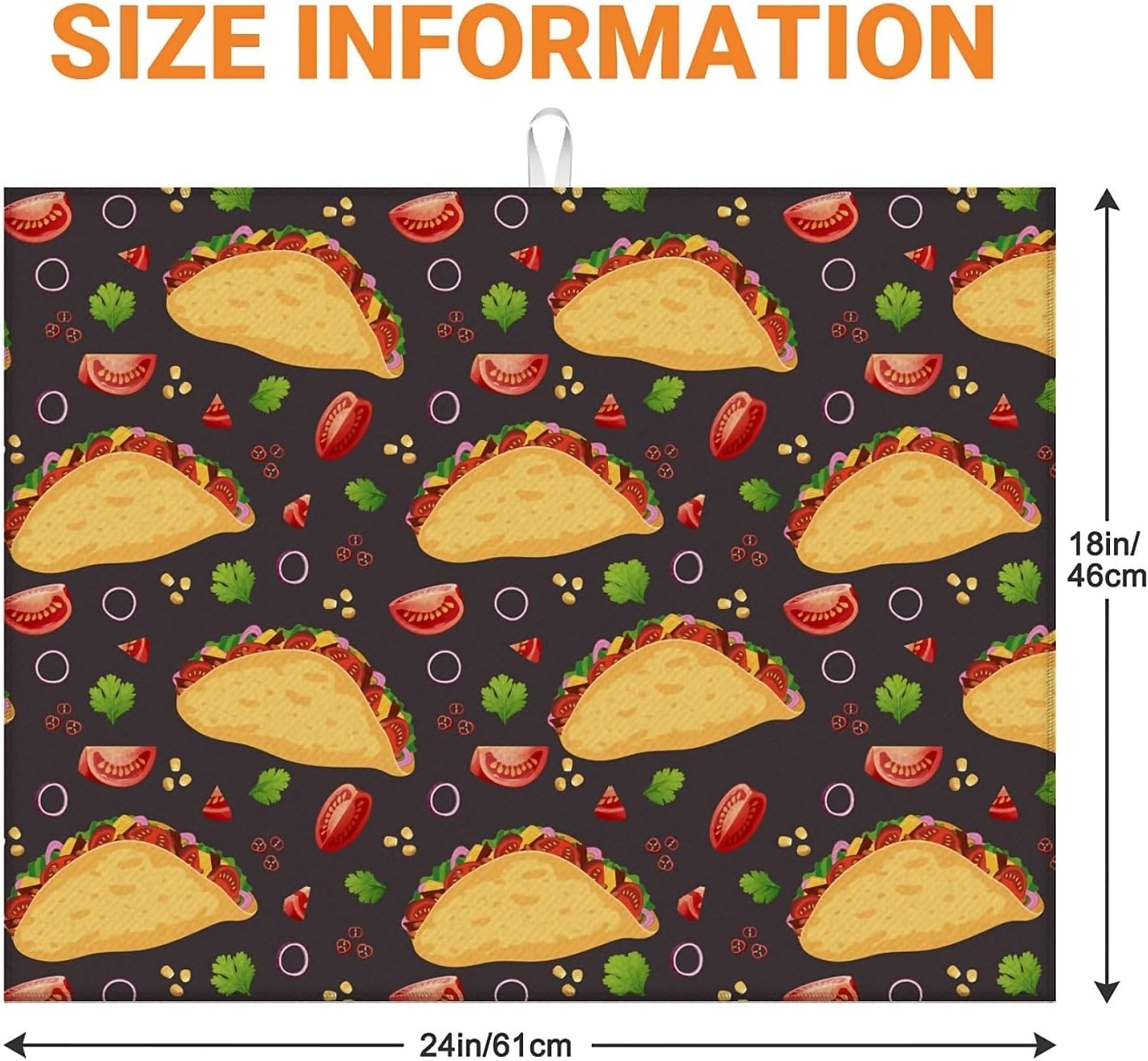 Dish Drying Mat For Kitchen Counter, Tacos Microfiber Absorbent Dish Drainer Rack Pad Reusable Large 18x24in Drying Mat