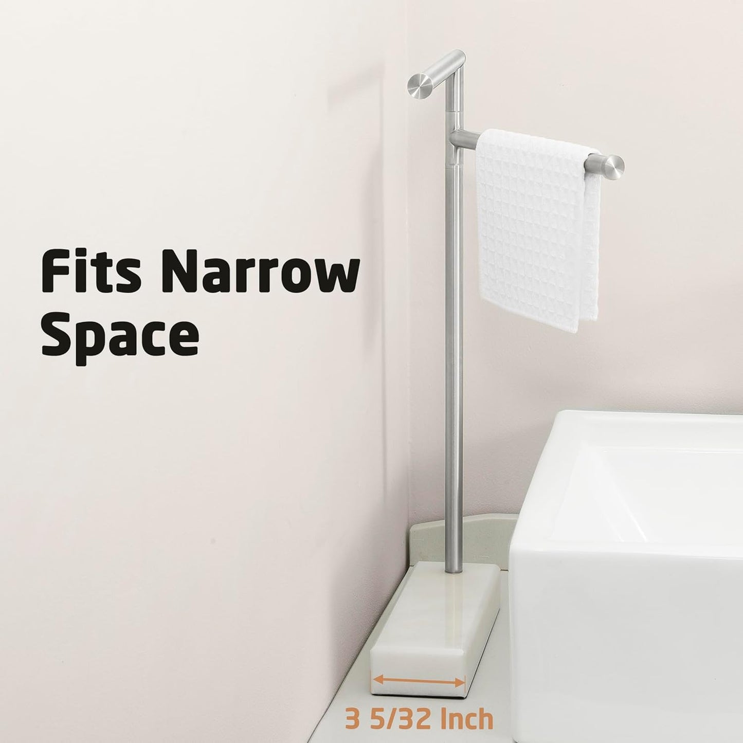 KES Countertop Towel Holder Stand for Bathroom, Counter Top Swivel Towel Rack Standing with Marble Base, Free Standing Hand Towel Holder Stand 18/8 Stainless Steel Brushed Finish, BTH233-2