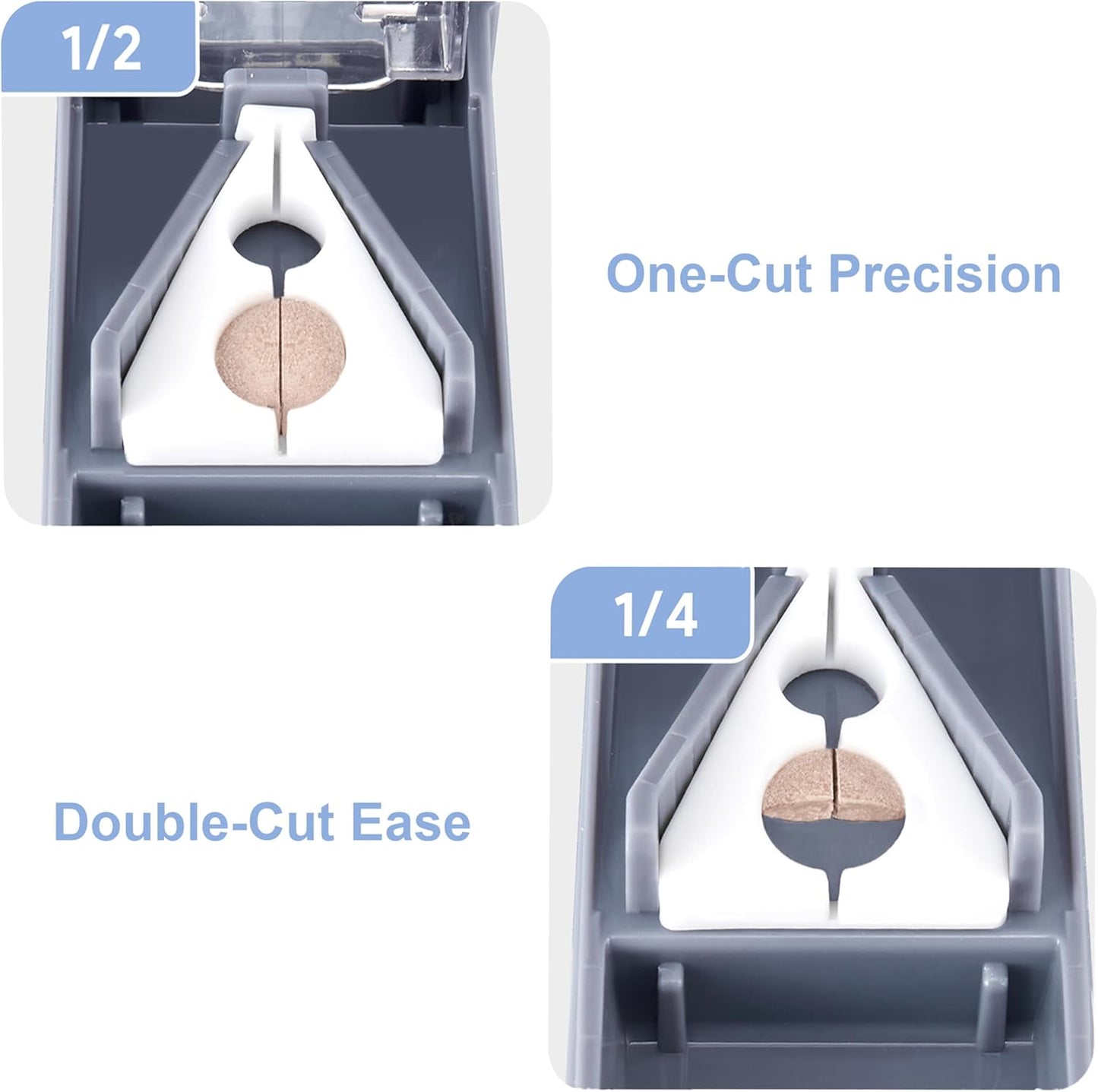 Fullicon Pill Cutter for Small or Large Pills, Pill Splitter with V-Shape Holder, Medicine Slicer with Sharp Blade,Tablet Splitter with Two Large Pill Organizers