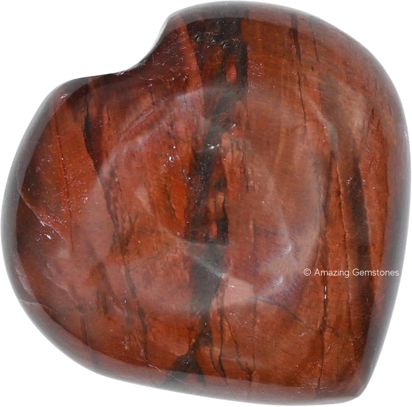 Amazing Gemstone Red Tiger Eye Crystal Heart Palm Stone - Pocket Massage Worry Stone for Natural Body Chakra Balancing, Reiki Healing and Crystal Grid