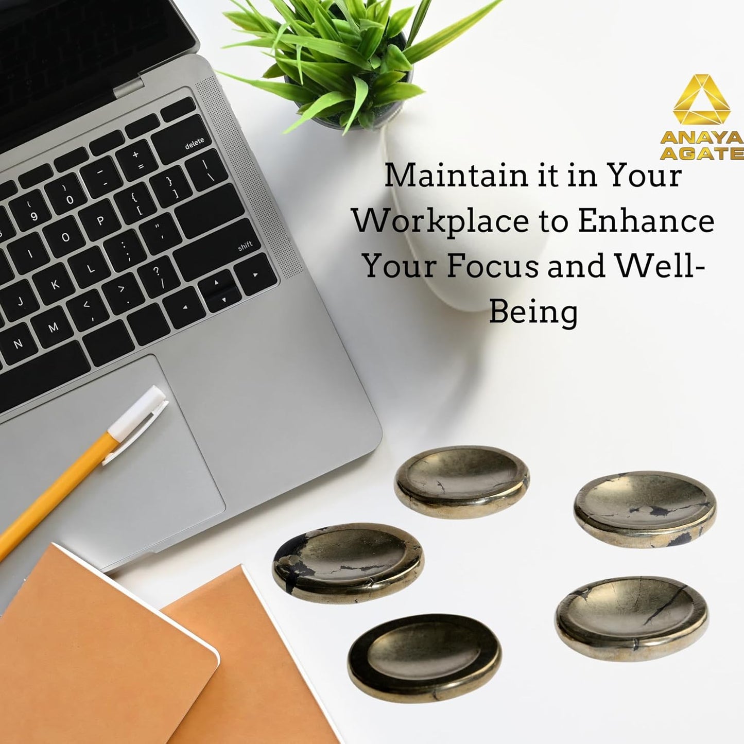 Natural Pyrite Worry Stones – Crystal Thumb Worry Stone for Anxiety, Stress – Relaxing and Soothing Balance Stones for Meditation, Stress Relief – Healing Stones and Crystals for Men and Women