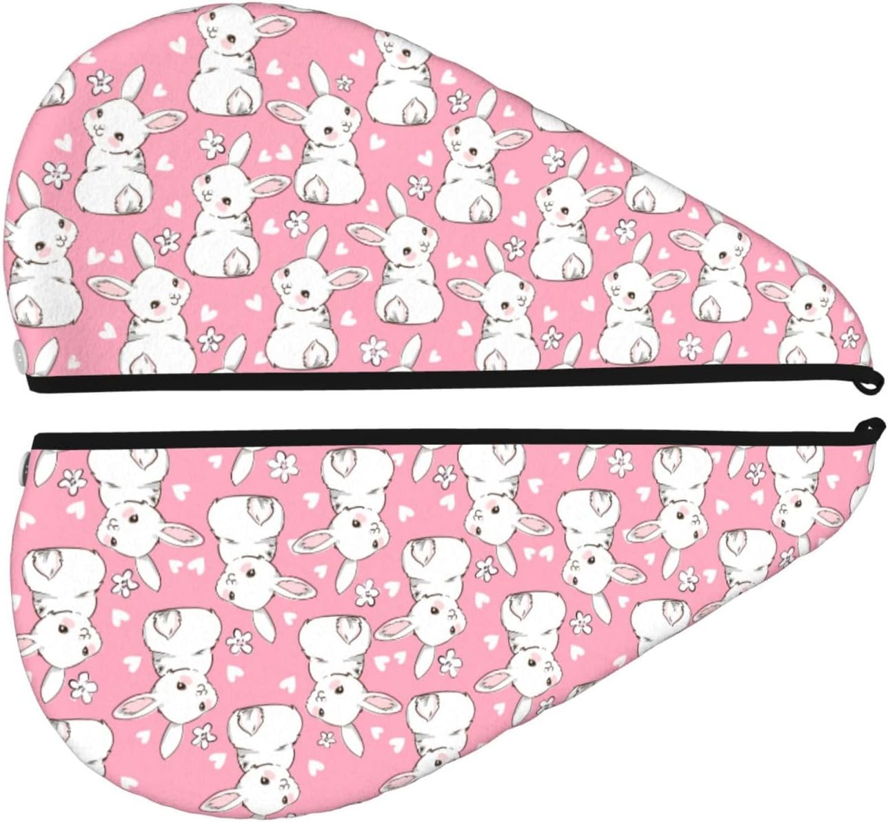 Bunny Hair Towel Wrap Microfiber Fast Drying Hair Turban with Buttons for Women Drying Curly, Long & Thick Hair