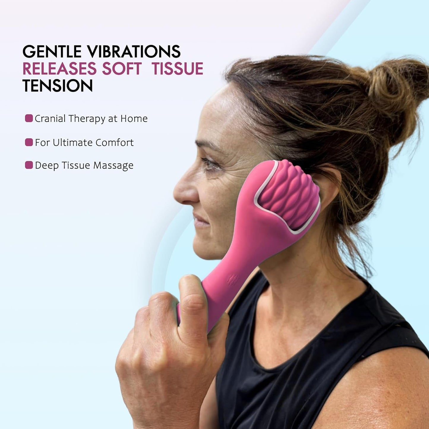 Silicone Ice Head Massage Roller for Head, Neck, Jaw, Ear, and Sinus Relief-Rechargeable Handheld Massage Roller with Comfortable Grip (Purple)