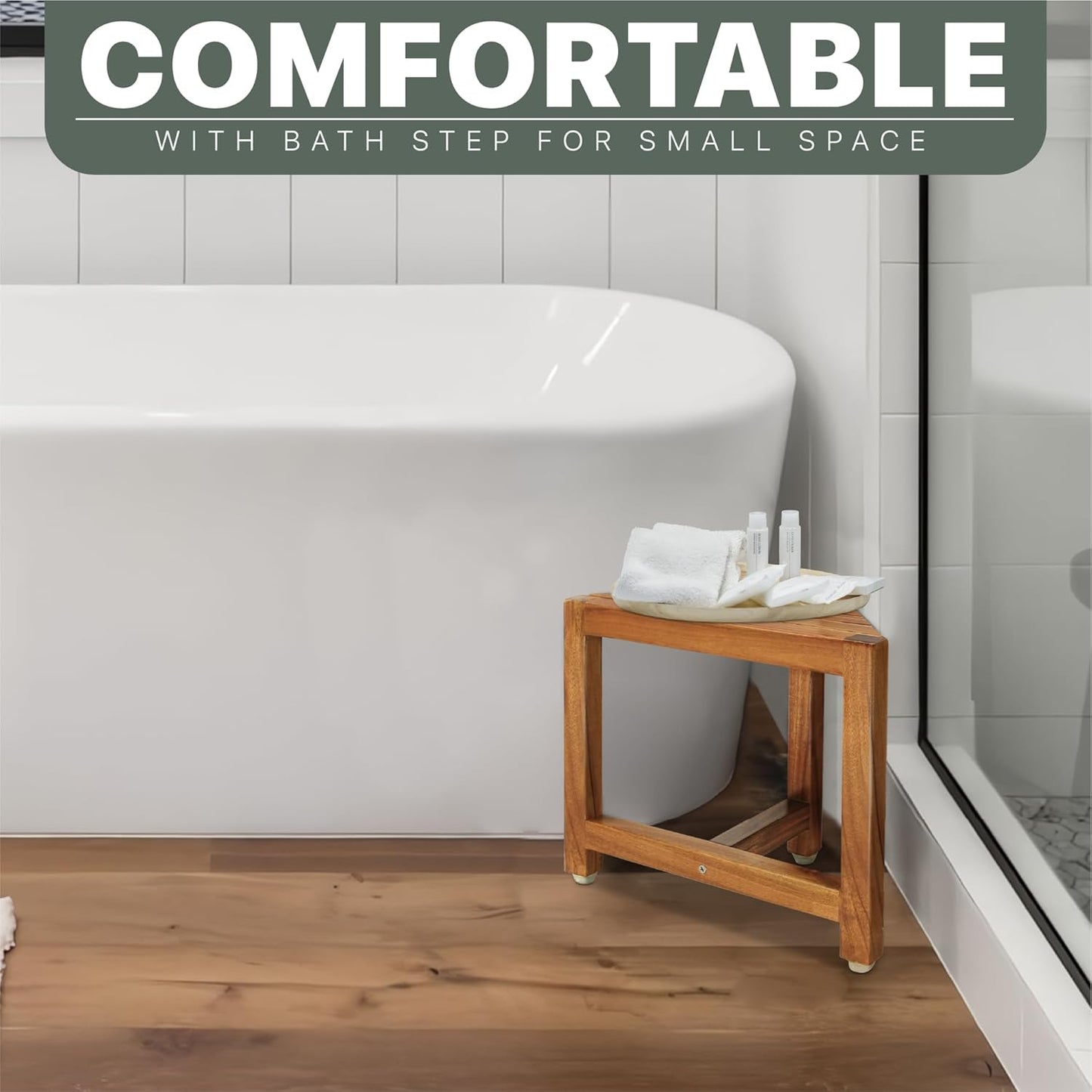 Shower Foot Rest 12 in, Corner Shower Stool for Shaving Legs, Small Corner Bathroom Bench Suitable for Small Shower Spaces, Bath Seat, in Shower Stool