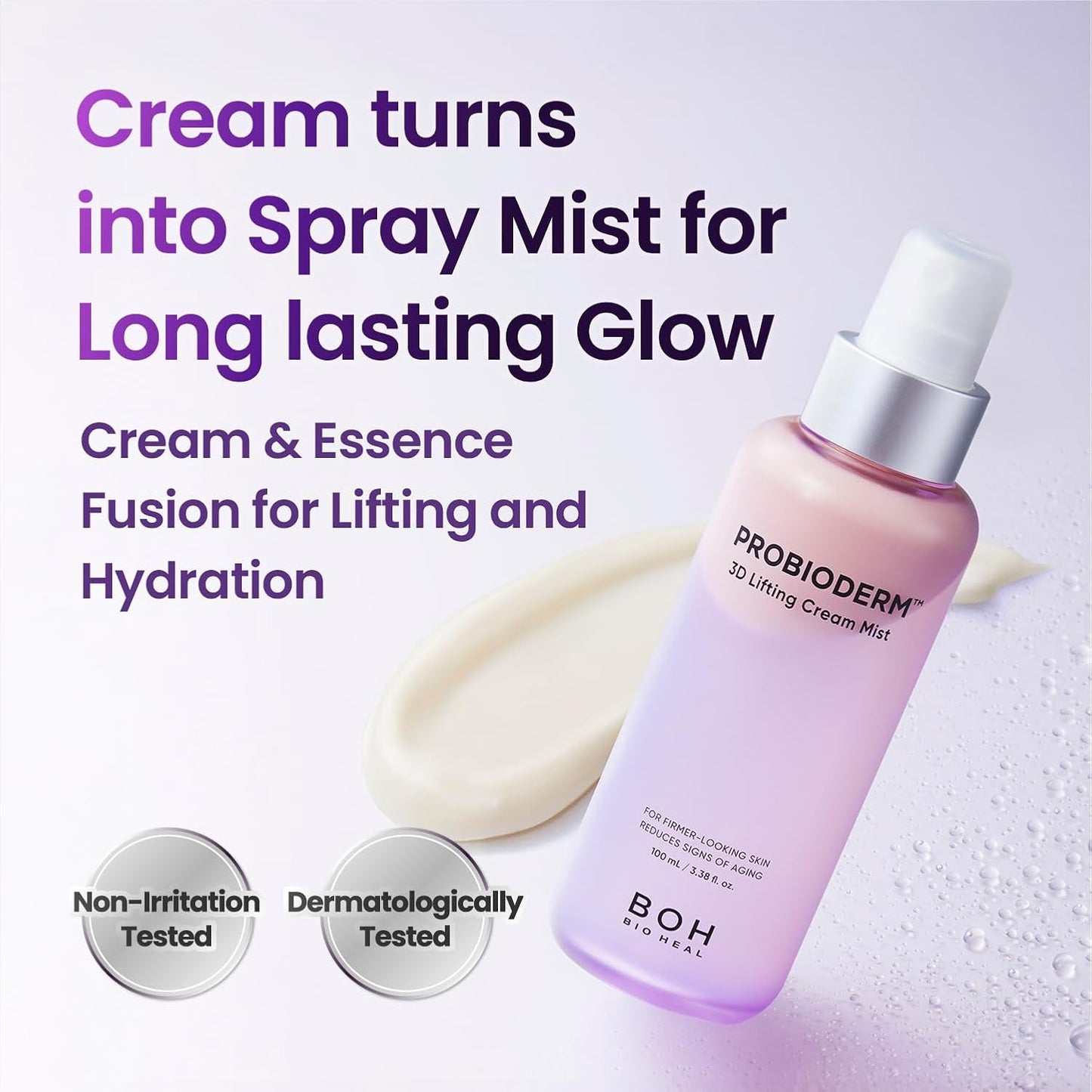 BIOHEAL BOH Probioderm™ 3D Lifting Cream Mist 3.38 fl oz (100 ml) | Face Moisturizers, Hydrating Glowing Serum Spray, Moisturizing & Elasticity-Enhancing Facial Mist for Face, Neck & Décolleté