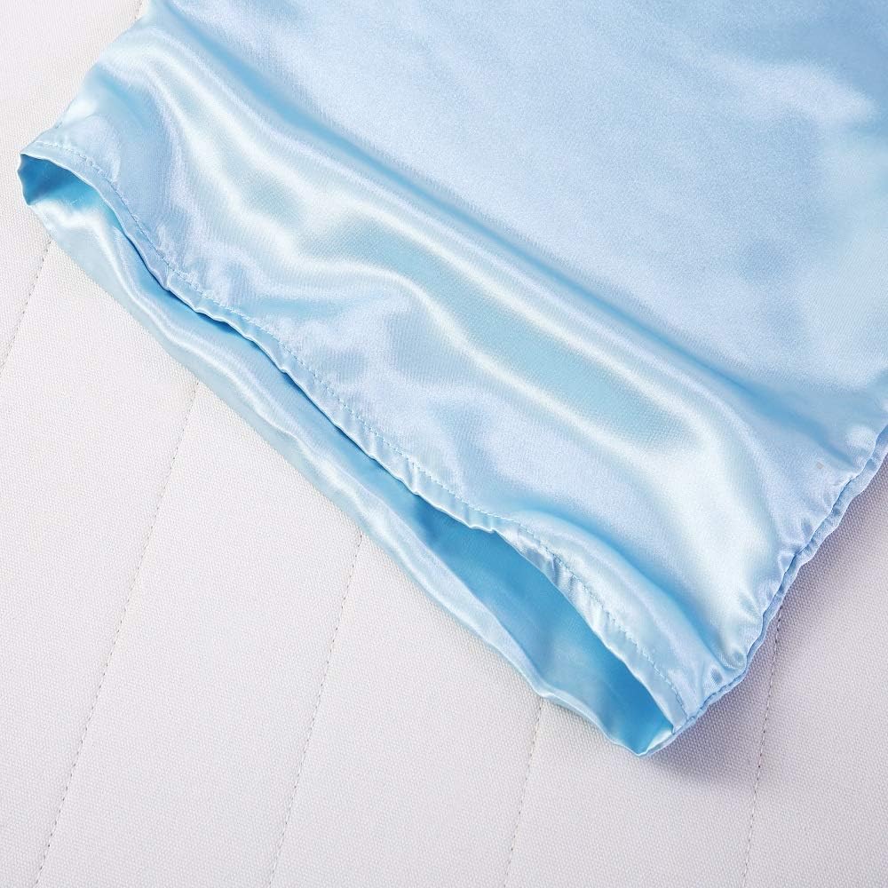 Silky Satin Toddler Pillowcases Set of 2, Super Soft Travel Pillow Covers, Small Kids Pillow Cases with Envelope Closure, 13"x 18", Light Blue