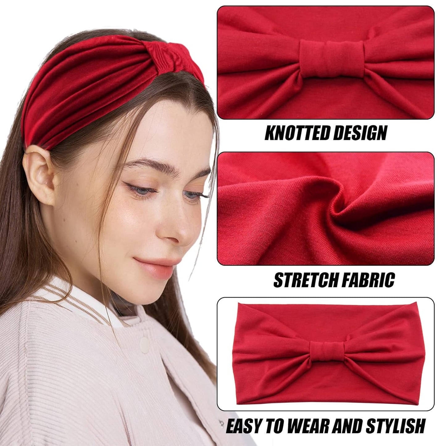 Yeshan Wide Headbands for Women Non Slip Turban Headband, Boho Elastic Headband Sweat Bands Yoga Hair Bands for Women's Hair，Pack of 8