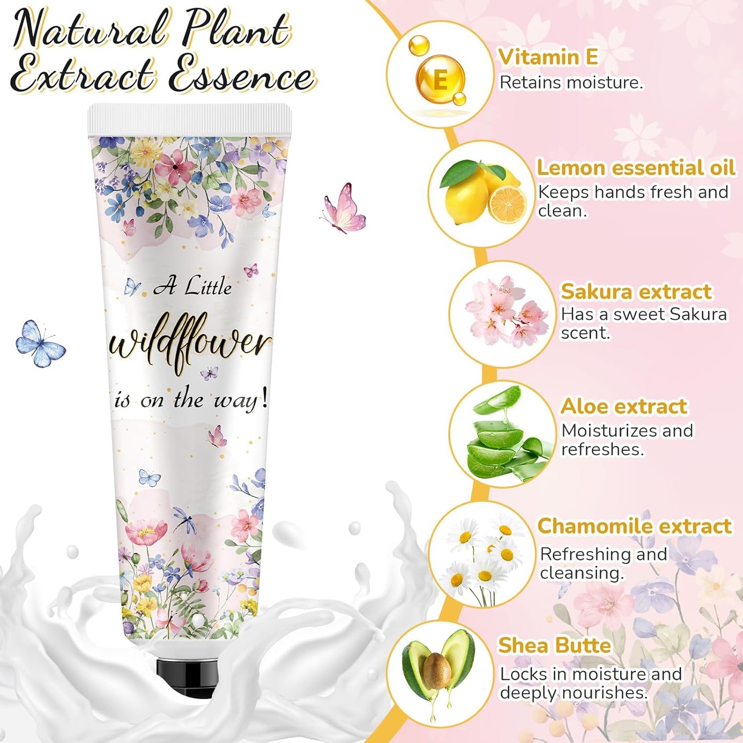48 Sets a Little flower Is on The Way Baby Shower Hand Cream Bulk Baby Shower Favors Gifts Bridal Thank You Hand Cream for Guests Travel Size Lotion with Organza Bags