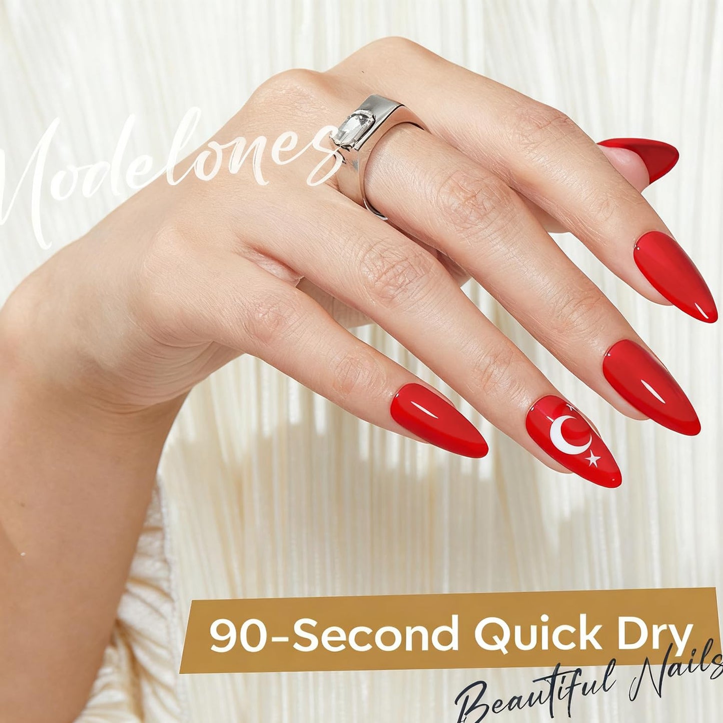 modelones Red Nail Polish Quick Dry | Burgundy Long Last Fingernail Polish, Dark Red Nailsl | Infinite Shine Strengthening Treatment Kit Salon-Quality for Women 15ml