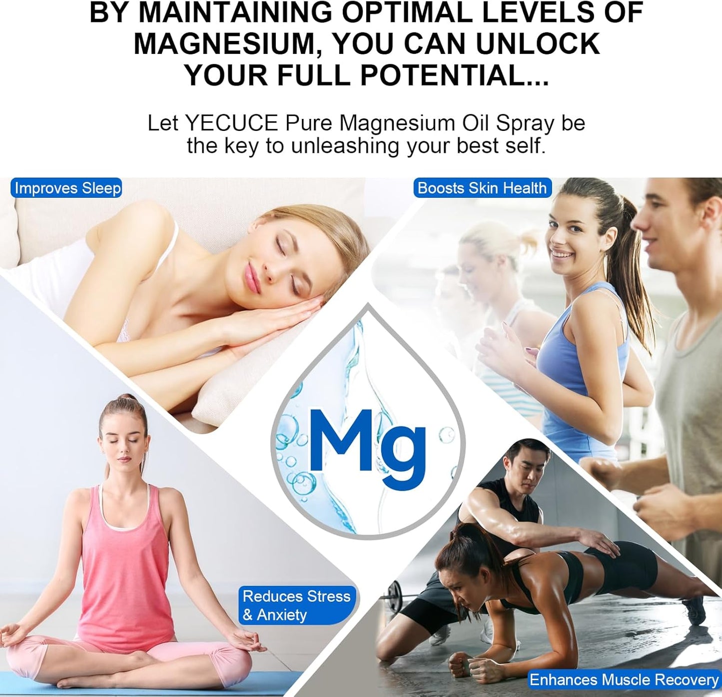 Generic Magnesium Oil Spray, Pure Magnesium Oil Spray for Feet, Nourish Skin and Promote Sleep, Topical Magnesium Oil 2 Fl.Oz