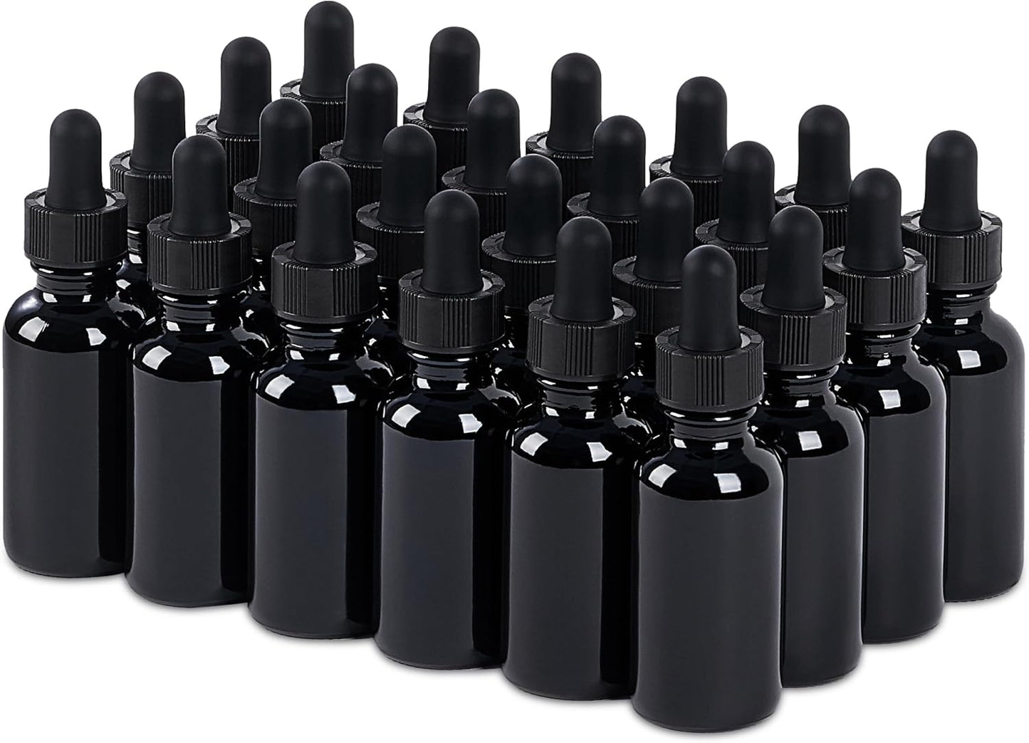 24 Pcs, 1oz Glass Dropper Bottle, Leakproof Tincture Bottles with Dropper, Black Reusable Eye Dropper Bottle for All Kinds of Liquids (Black,1oz-24pcs)