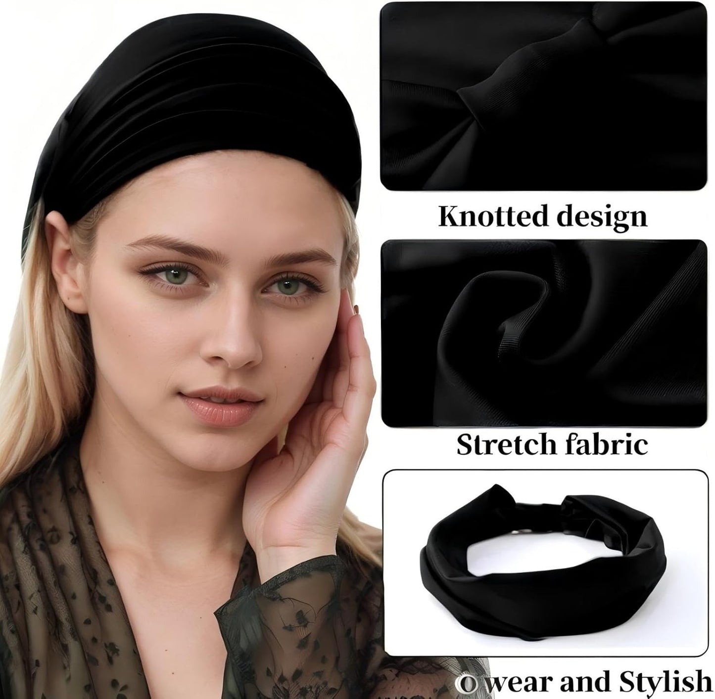 12-Pack Wide Stretch Headbands for Women - Non-Slip Extra Wide Turban Hair Bands for Workout, African Style, Sports & Daily Use (Breathable, All-Day Comfort) Color1 (Color2)