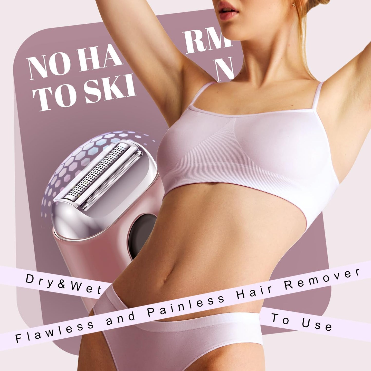 Cordless Electric Shaver for Women: Mini Electric Razors with LED Display - Rechargeable Bikini Trimmer - IPX7 Waterproof Wet Dry Face Razor for Body Pubic Leg (Pink)