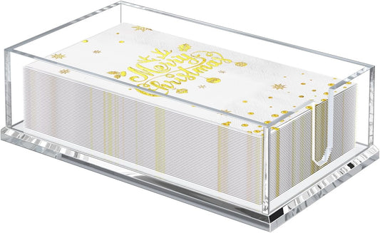 Napkin Holder for Table, Acrylic Guest Towel Holder for Bathroom, Clear Disposable Paper Hand Towels Tray for Kitchen, Buffet Napkin Paper Tray Napkin Caddy for Home Party 0.16+0.31in Thickness
