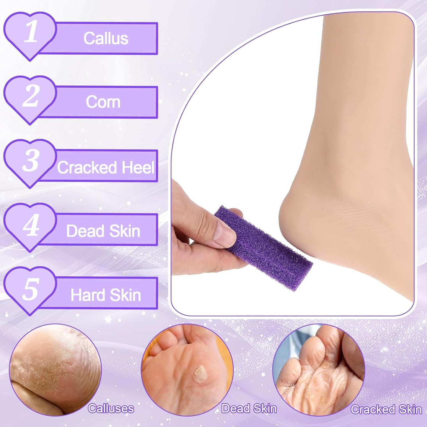 200 Pcs Disposable Foot Pumice Stone Bulk, Foot Scrubber Pumice Pads for Dead Skin Foot Callus Remover Bath Spa, 3.54 x 1.77 x 0.47 Inch(Purple, Blue)