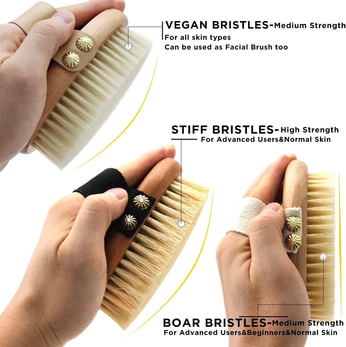 ICANdOIT Dry Brushing Body Brush-Boar Bristles Dry Skin Brush,Exfoliating Massage Brush for Cellulite and Lymphatic,Improve Circulation,Stop Ingrown Hairs,Reduce Acne,Soften Skin