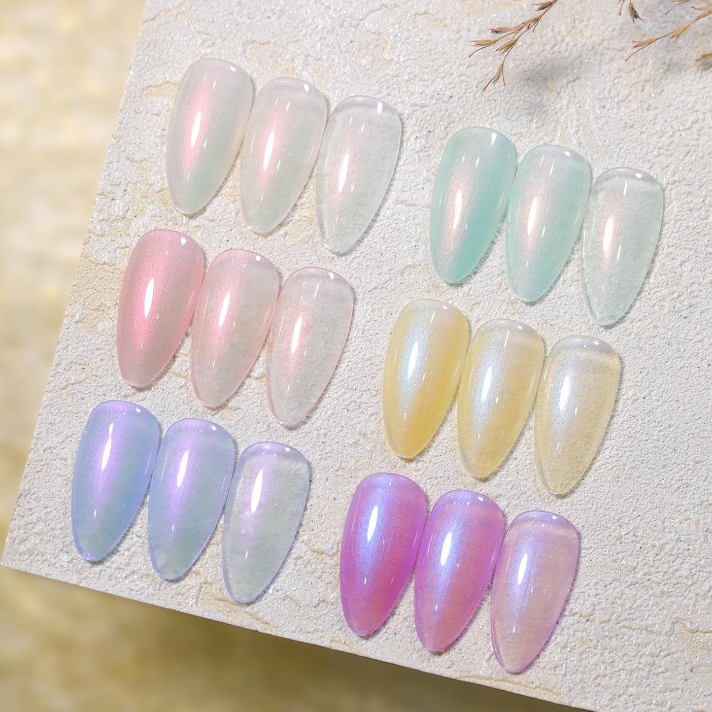 Double Rhythm Jelly Sheer Gel Nail Polish Set of 6 Colors Baby Light Pastel Milky UV Nail Polish Starter Kit Art DIY Salon Home (Mermaid White Pink Blue Green Yellow Purple-Kit8)