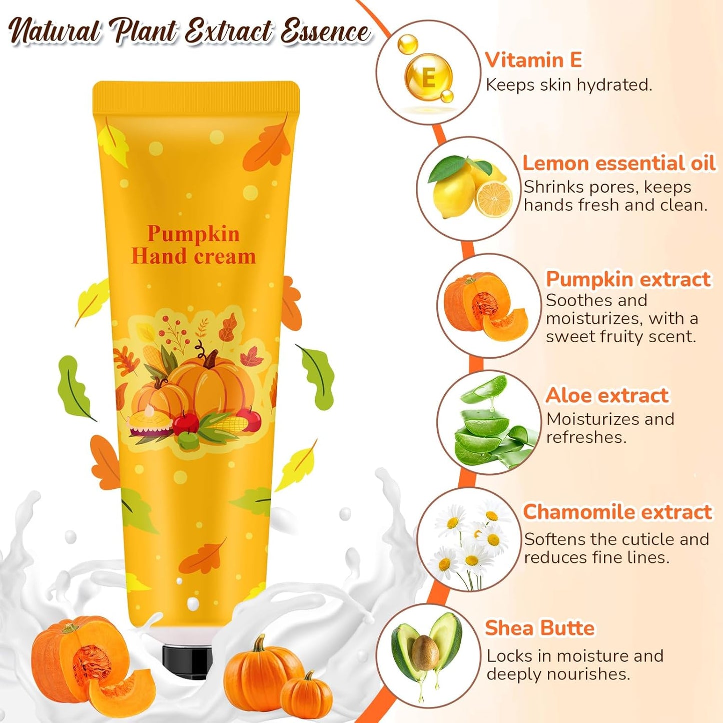 48 Sets Pumpkin Hand Cream Gifts Bulk Fall Thanksgiving Hand Cream Travel Size Lotion Bulk Fall Thanksgiving Party Supplies Favors Pumpkin Holiday Birthday Wedding for Guest