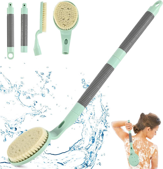 Back Scrubber Anti Slip for Shower, 21.7” Detachable Back Bath Brush for Shower, Back Scrubber, Exfoliation and Improved Skin Health for Elderly with Limited Arm Movement, Disabled (21.7” Cyan)