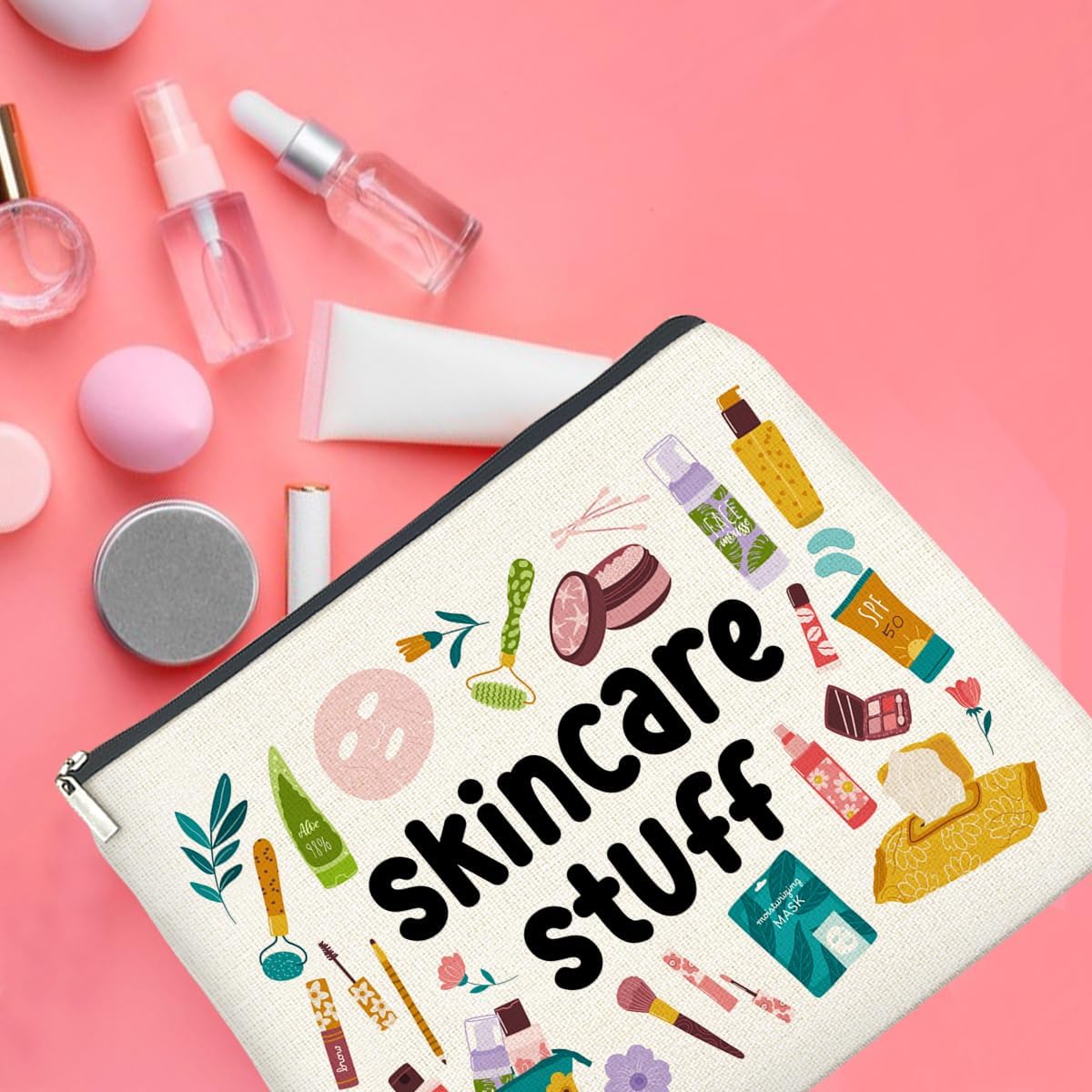 Skincare Stuff Makeup Bag Gifts for Women Skincare Stuff Cosmetic Bag Zipper Makeup Pouch
