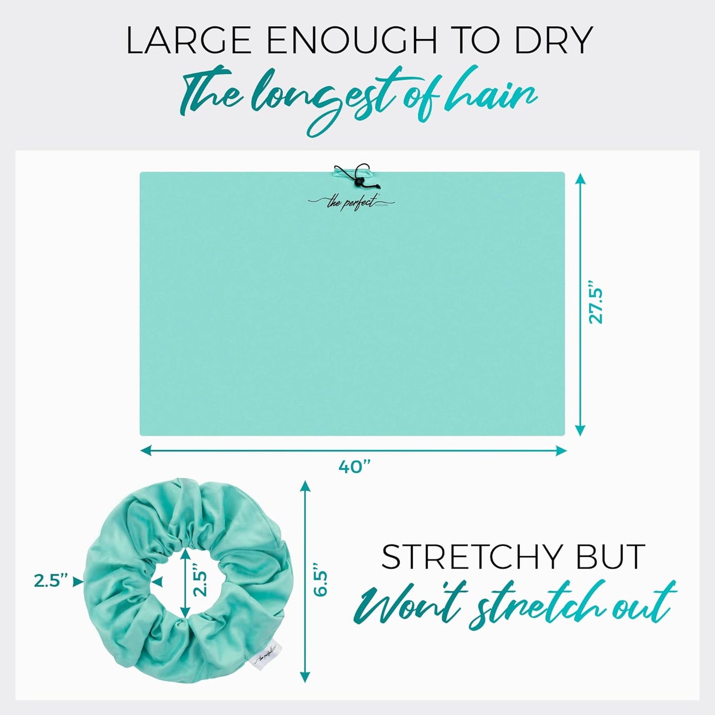 Microfiber Hair Towel Wrap + 2 Smooth Large Hair Drying Tie for Wet Hair - Anti-Frizz, Gentle, Absorbent Hair Scrunchies or Face Washing Wristband