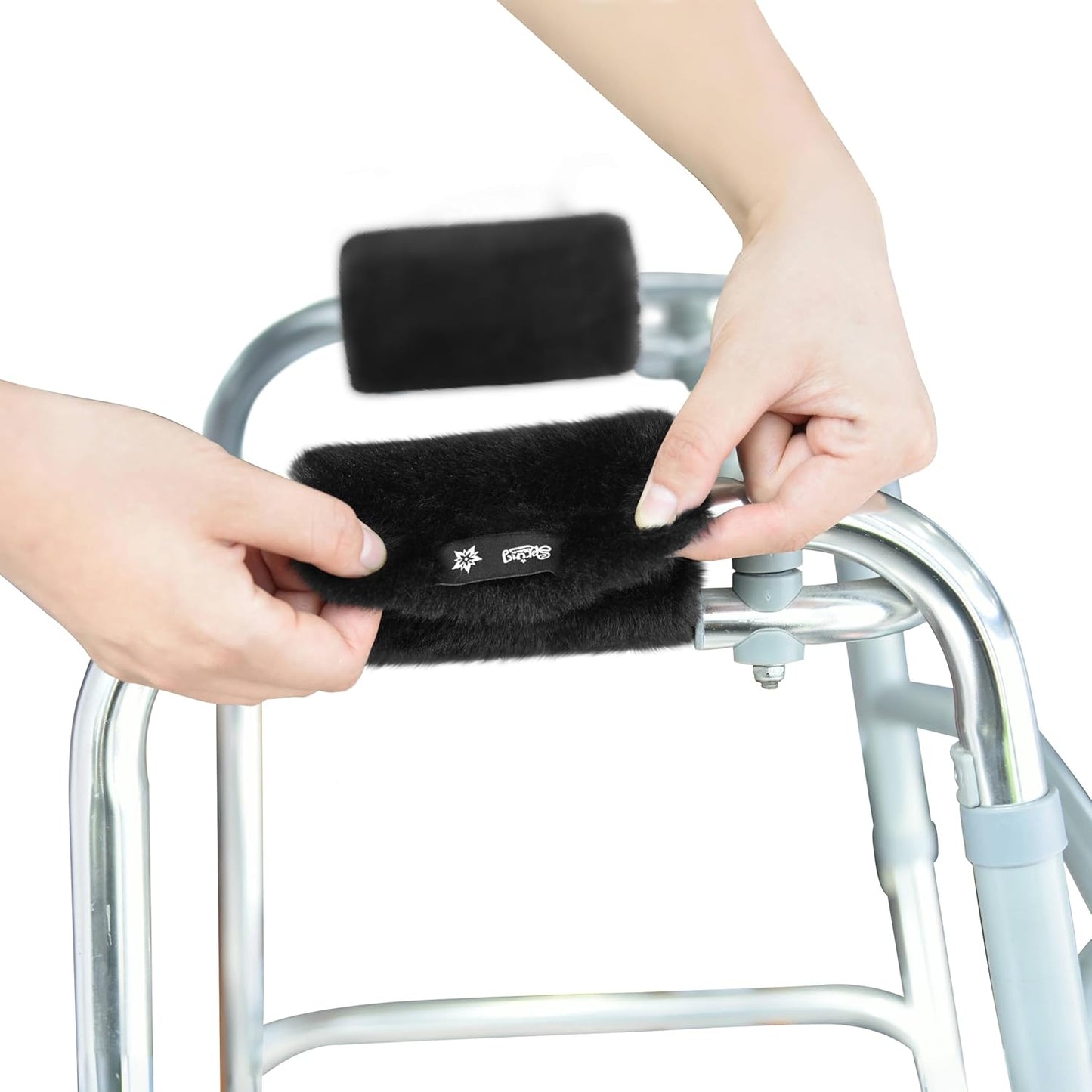 SPRING SEAON Walker Hand Pads Fluffy Walker Handle Cushions Non-Slip Universal Walker Grips Padded Hand Covers Soft Pads for Walkers for Seniors Walker Pads for Handles Folding Rolling Wheelchair, Rollator Handle, Elderly Grippers 2 Pack