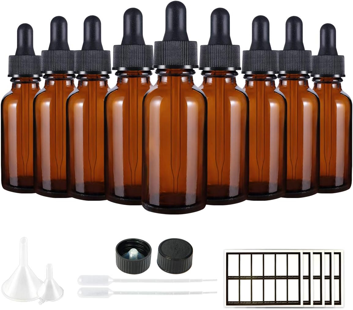 Eternal Moment 1 oz Eye Dropper Bottle(48 Pack), 30ml Amber Glass Bottles with Glass Eye Dropper for Essential Oils, Chemistry Lab Chemicals, Colognes & Perfumes