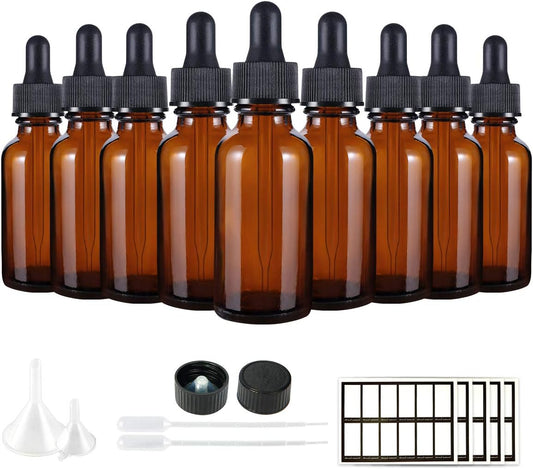 Eternal Moment 1 oz Eye Dropper Bottle(48 Pack), 30ml Amber Glass Bottles with Glass Eye Dropper for Essential Oils, Chemistry Lab Chemicals, Colognes & Perfumes