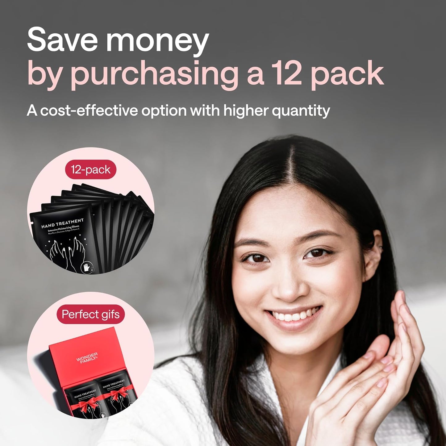 Korean Hand Masks Moisturizing Glove for Dry Hands - Hand Moisturizer Gloves for Women, Men - Hand Therapy Gloves with Collagen, Rose Oil, Shea Butter - White Hydrating Korean Hand Mask Bulk, 12 Pack