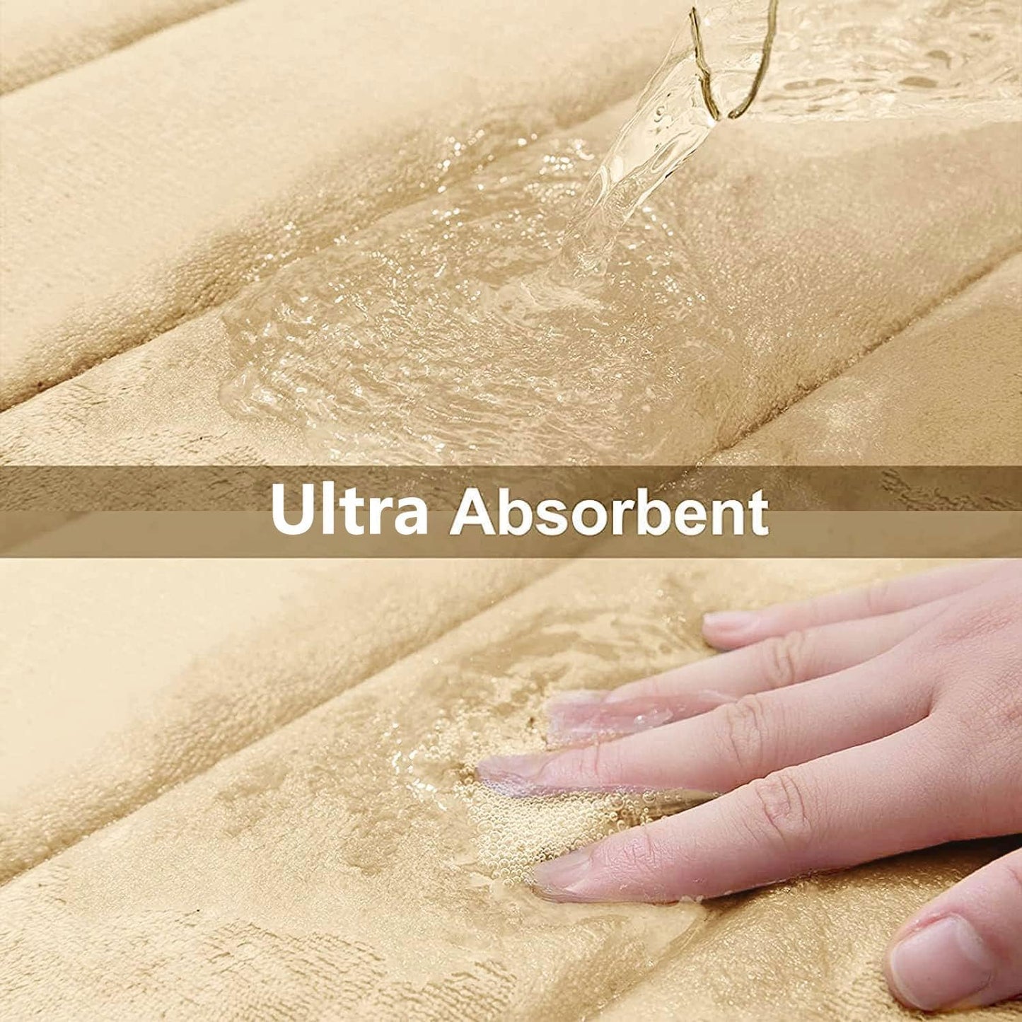 Buganda Memory Foam Bath Mat, 24" x 16", Ultra Soft and Non-Slip Bathroom Rugs, Water Absorbent and Machine Washable Bath Rug for Bathroom, Shower, and Tub, Gold