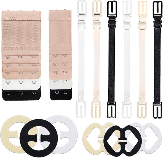18 Pcs Bra Straps Clips Adjustable Non Slip Bra Clips for Racerback Bra Straps Holder Bra Extenders 2/3 Hook