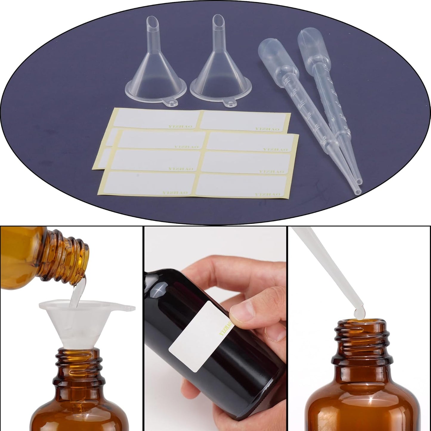 YIZHAO Blue Glass Dropper Bottle 2oz, Tincture Bottles with Glass Dropper, for Essential Oils, Aromatherapy, Cosmetic, Laboratory, Pharmacy, Liquids, Travel –12 Pcs