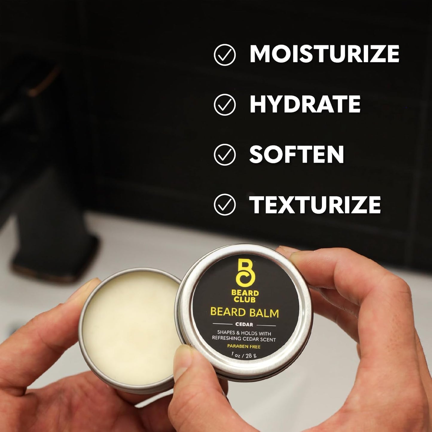 The Beard Club Cedar Beard Butter - Men's Styling Balm, Softener, Moisturizer, and Leave-In Conditioner - Beard Wax - 2oz