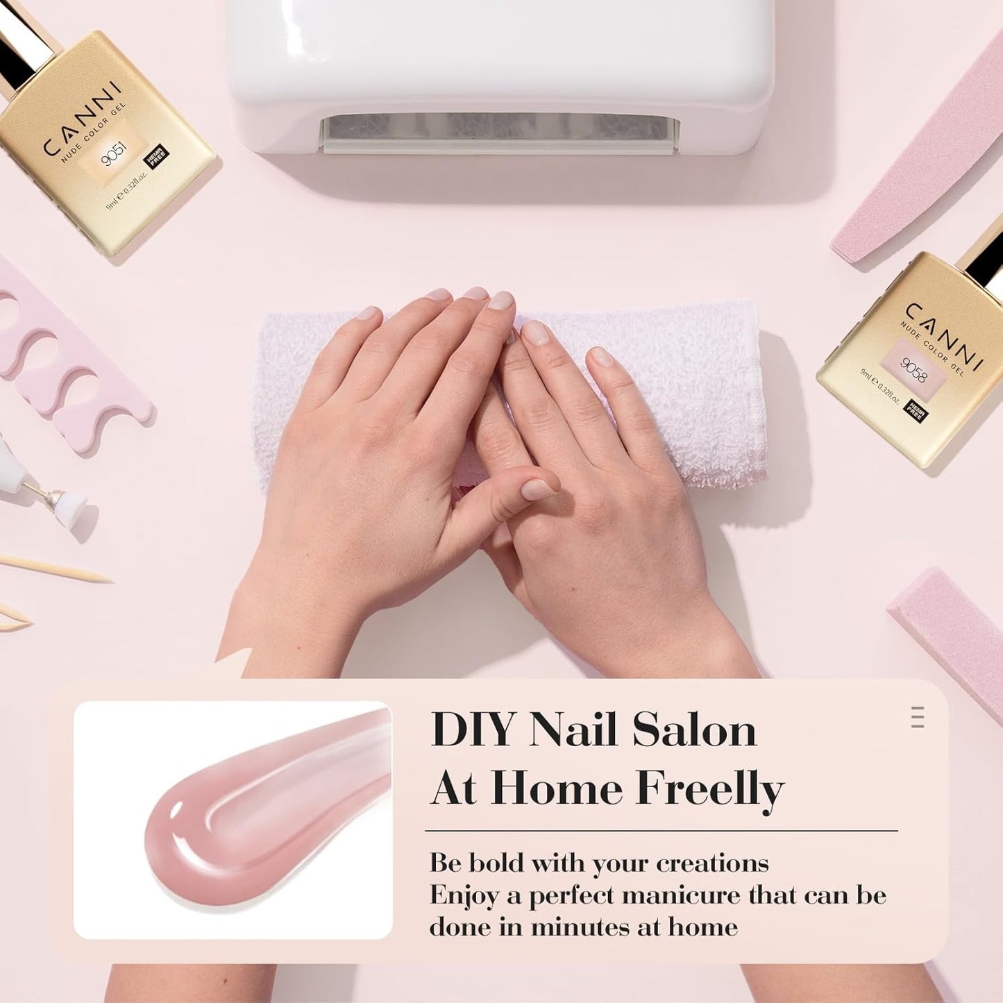 CANNI 6pcs 9ml Jelly Nude Pink Gel Nail Polish Set- Neutral Transparent Pink Colors Gel Polish Kit, Soak Off LED Nail Gel Manicure Kit DIY at Home Salon Gifts for Women Girls