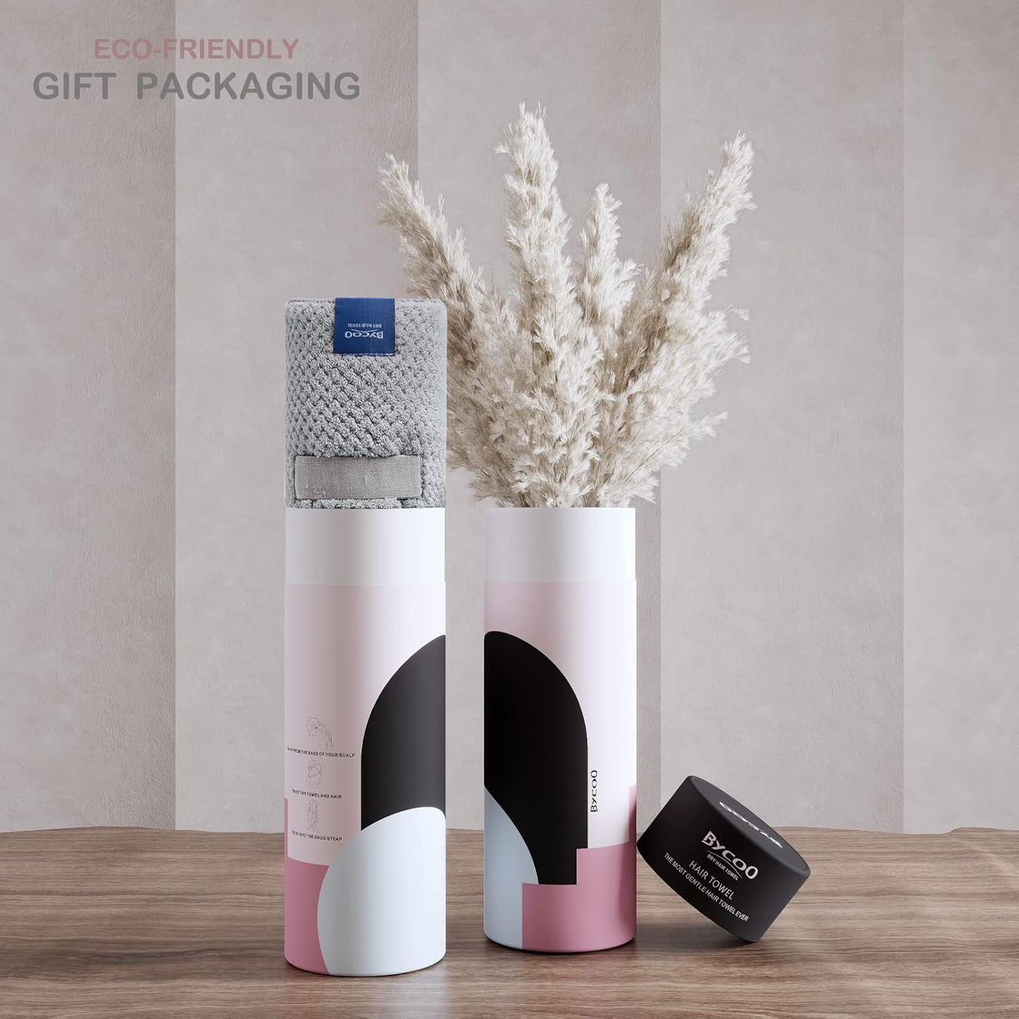 Large Microfiber Hair Towel Wrap for Women, Anti Frizz Hair Drying Towel with Elastic Strap, Fast Dry | Super Absorbent | Quick Dry Hair Turban for Wet, Curly, Long & Thick Hair -Gray