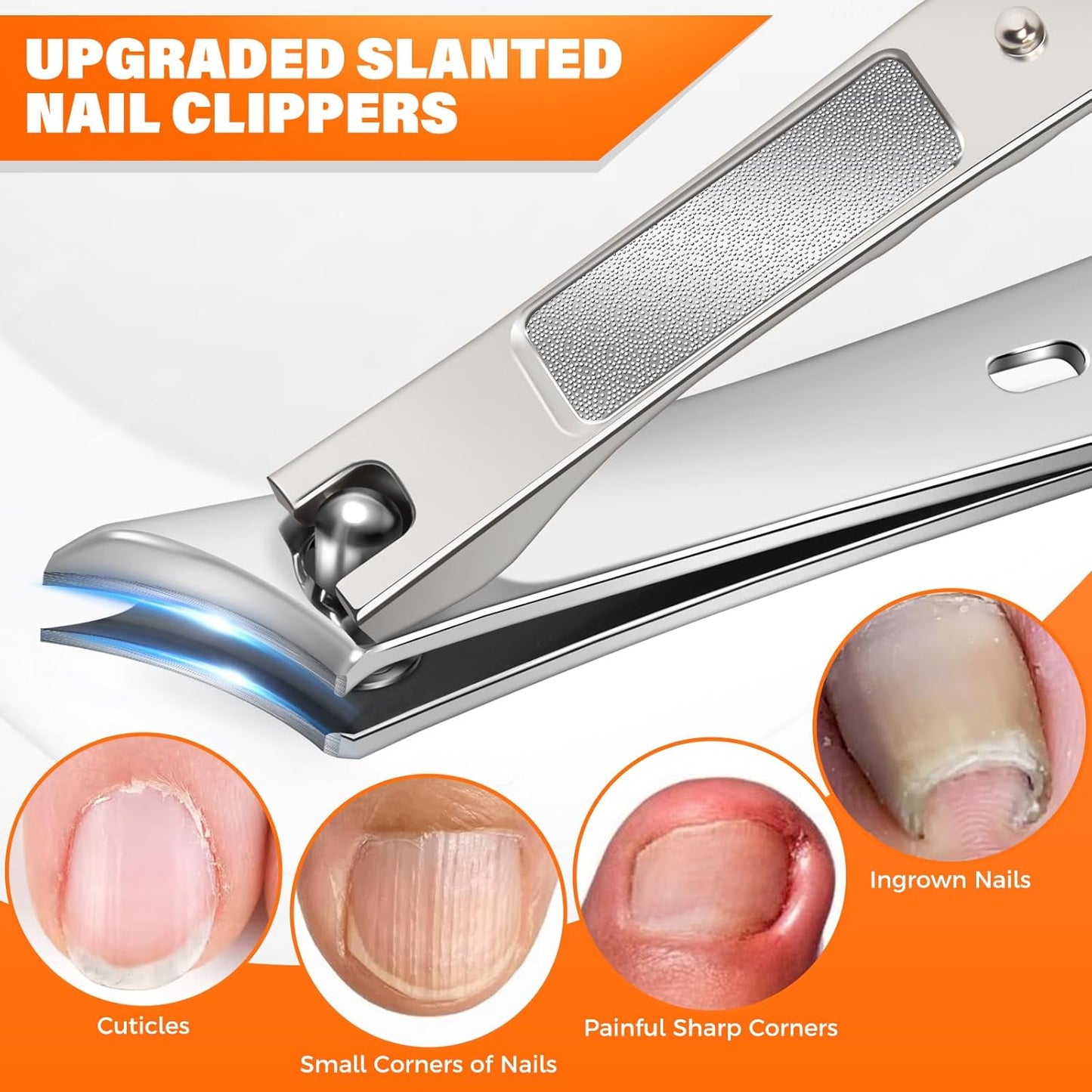 Toenail Clippers for Seniors Thick Toenails, Large Toe Nail Clippers for Men Thick Nails with Wide Opening, Sharp Heavy Duty Ingrown Toenail Clippers Nail Cutter Long Handle with Slanted Curved Blade