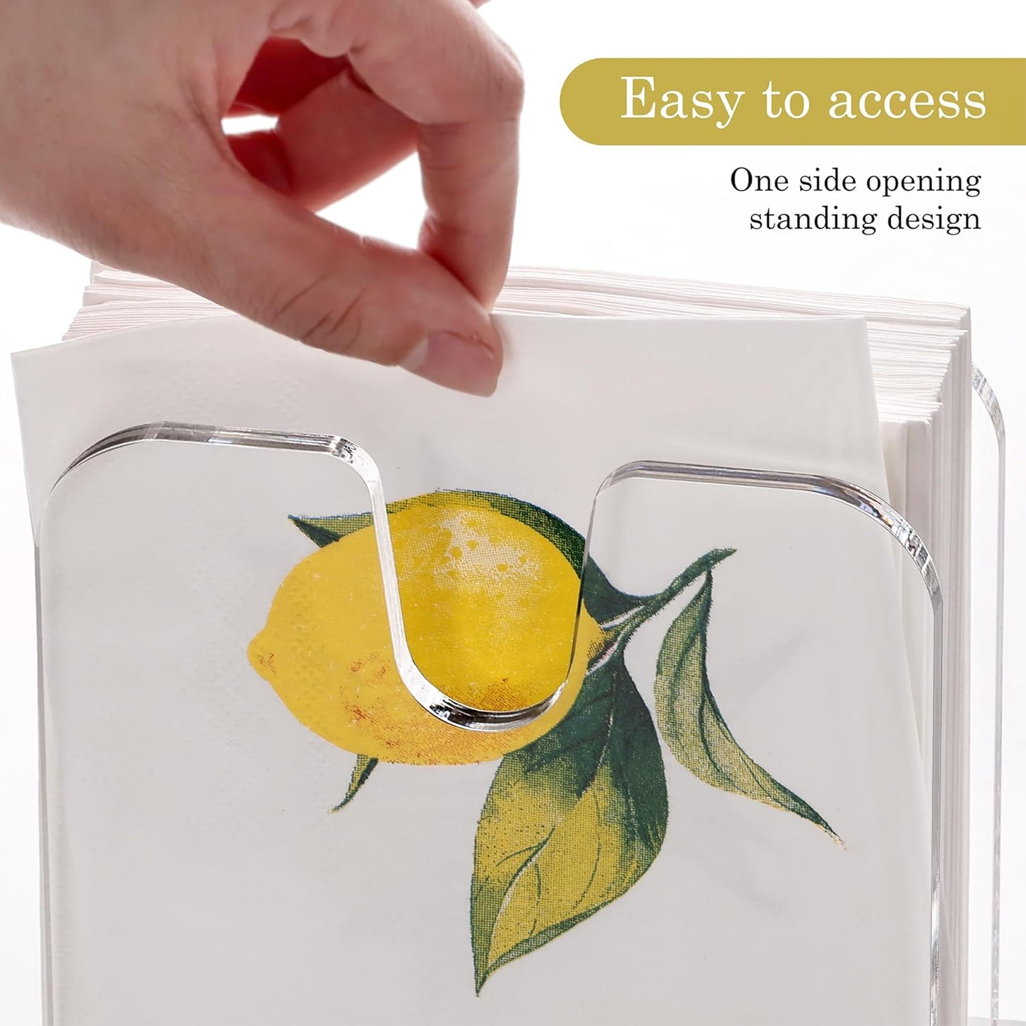 DINGHUO Acrylic Cocktail Napkin Holder for Table, (5" x 5") Clear Beverage Napkin Dispenser with 8mm Thickened base, Large Capacity Napkin Box for Kitchen, Restaurant, Bar, Dinner, Home Decor