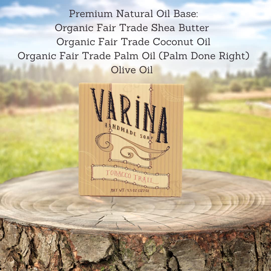 Varina Natural Tobacco Trail Bar Soap - Gentle Cleansing for Sensitive Skin, Earthy Scents - 3 Pack
