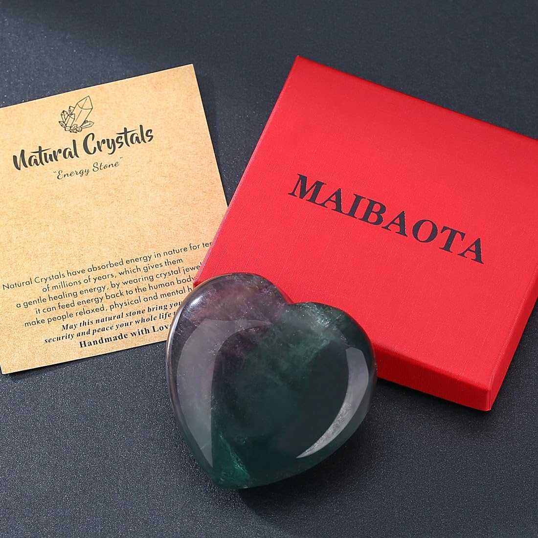 MAIBAOTA 60 mm Fluorite Crystal Healing Crystals Large Heart Love Stone Crystals and Healing Stones Heart Stone for Women Natural Reiki Gemstone Polished Heart Shaped Rocks Meditation