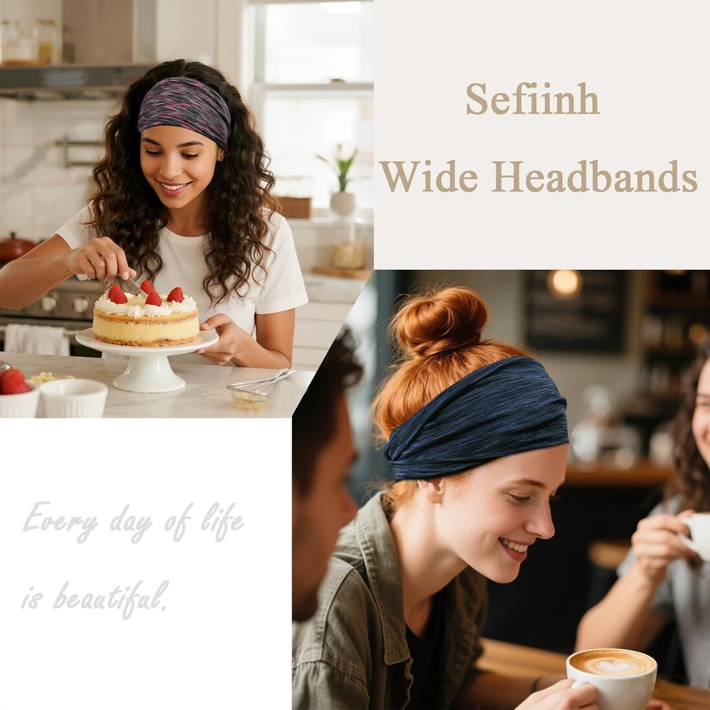 Headbands For Women Headband Elastic Soft Head Bands For Women's Hair Accessories Womens Fashion Yoga Fabric Hair Band Space Dye 6 Pcs