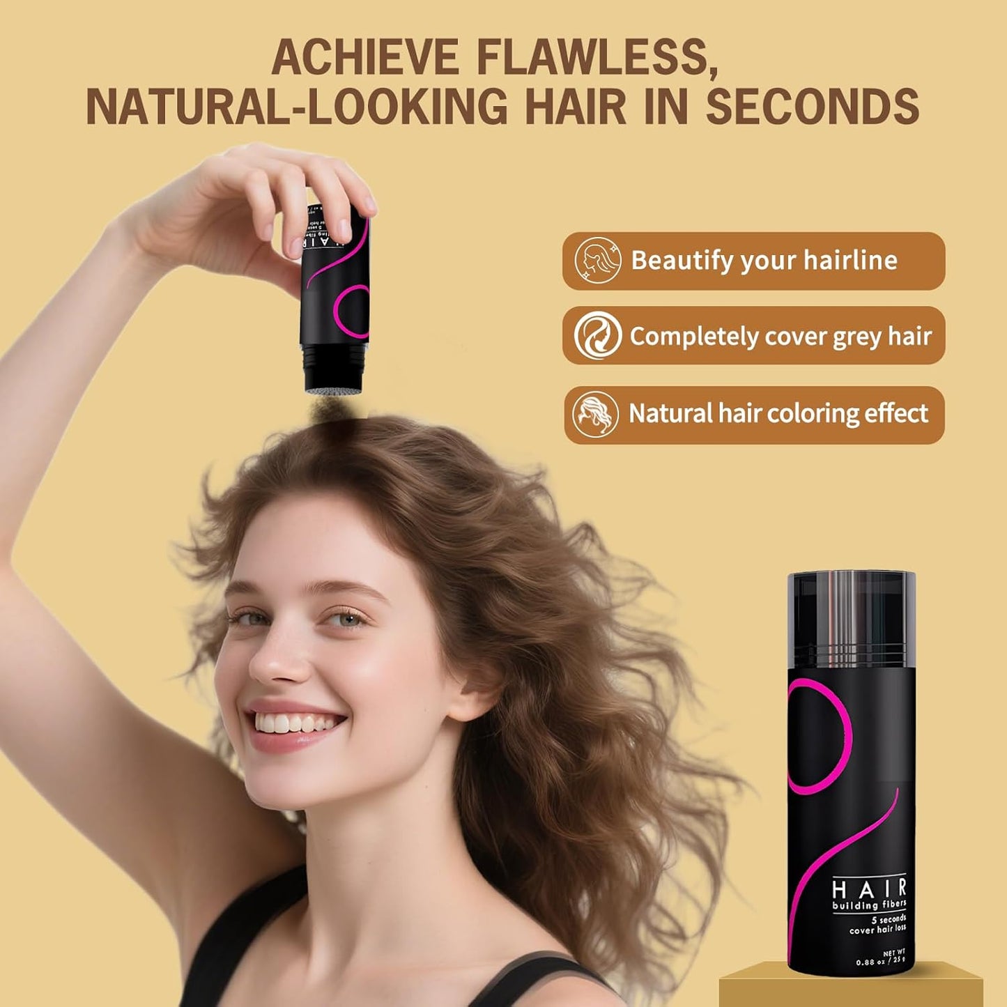 Gowwim Hair Fibers for Thinning Hair 25g Hair Building Fibers Instantly Cover Sparse Hair Areas-Bald Spots Cover up Dark Brown