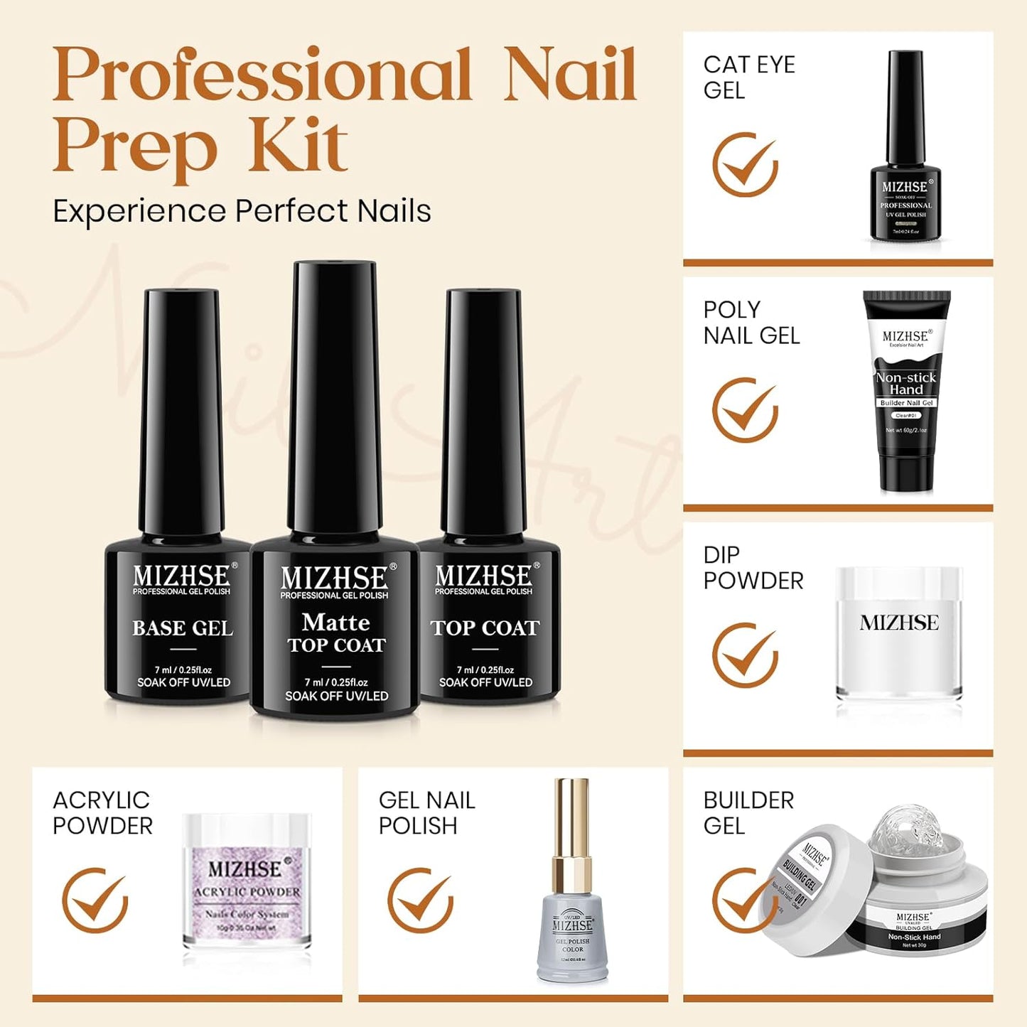 MIZHSE Gel Top and Base Coat, No Wipe Basic Clear Gel Polish Set, Matte & Shiny Top Coat, Long Lasting Salon Quality High Gloss Soak Off Nail Art Manicure Home