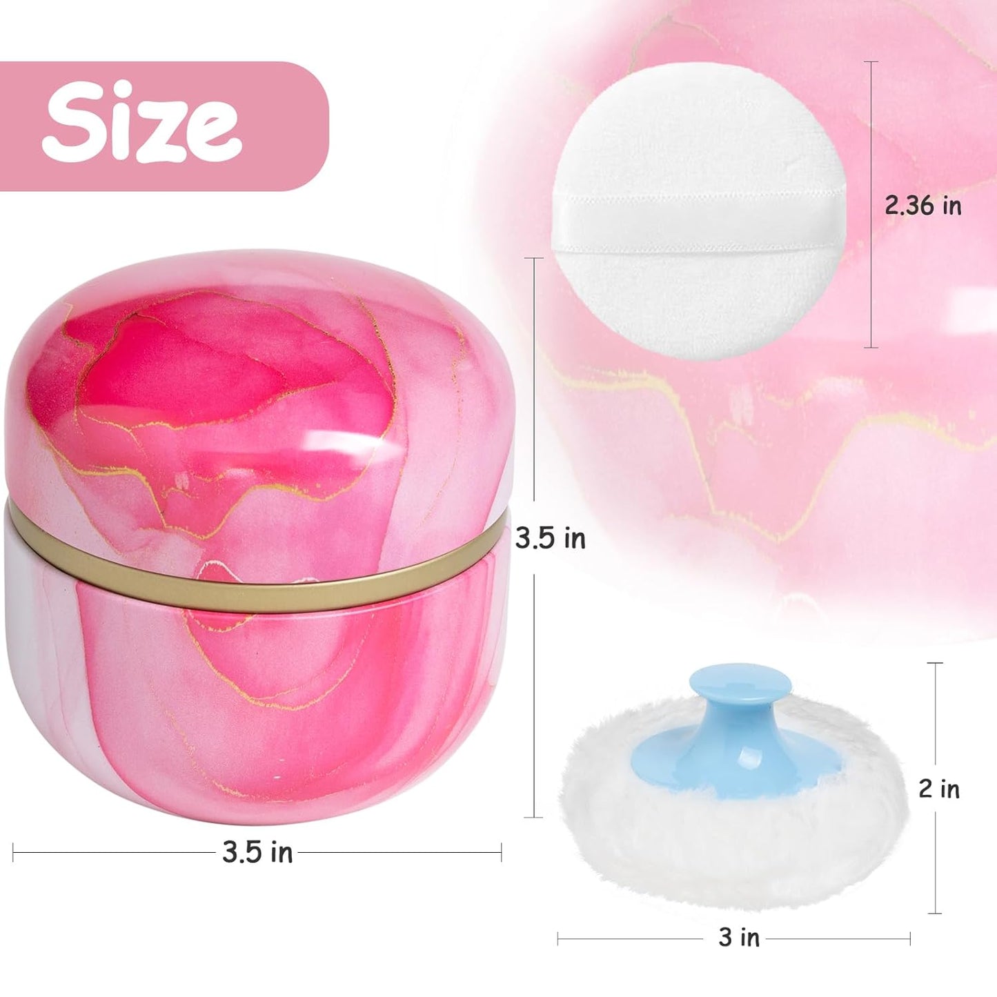 Powder Puff and Powder Container for Body Dusting Powder Case with Puff for Baby and Women,Loose Powder Containers with Puff for Travel (Glacier pink1.0)