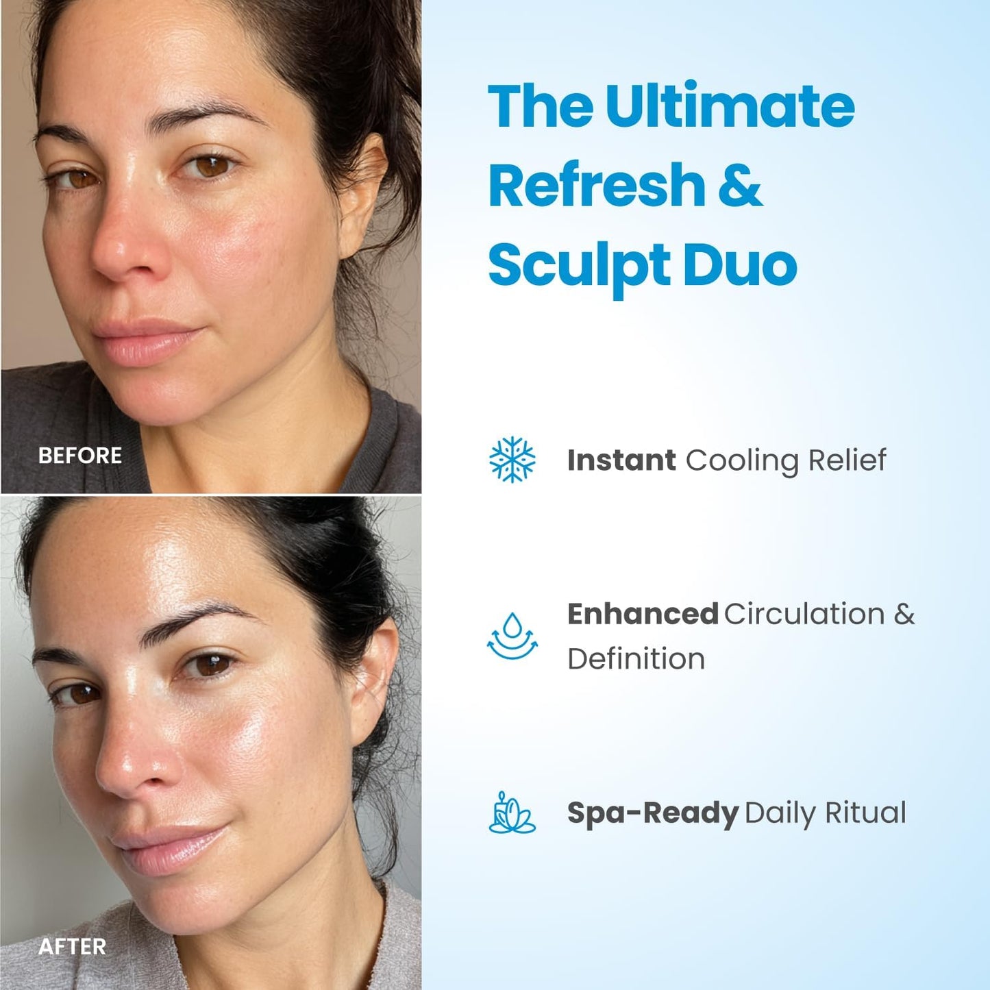 PLANTIFIQUE Facial Ice Roller and Stainless Steel Gua Sha Set - Cryotherapy Skin Care Massage Tools - Metal Massager Set for Puffy Face, Under Eyes and Body